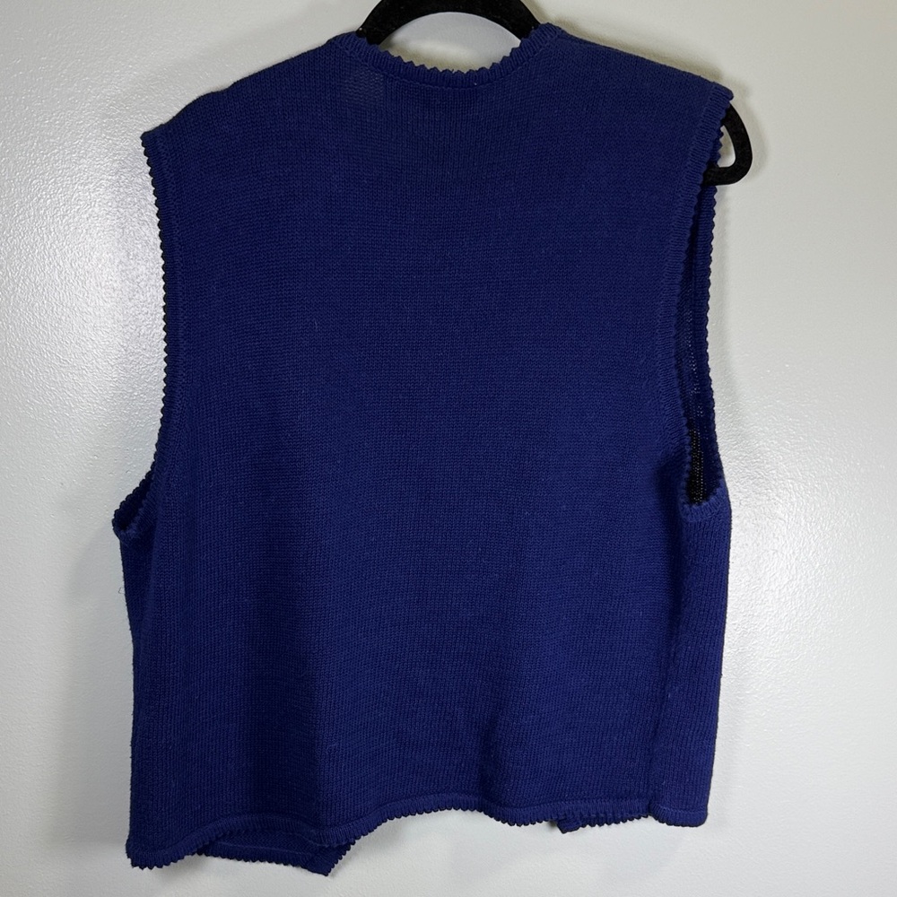 Vintage 90’s Susan Bristol‎ Royal Blue Knit Vest Sz Large - Picture 8 of 8